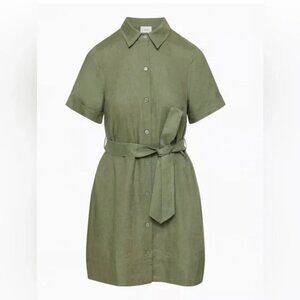 Aritzia Wilfred Eleta Linen Mini Dress Moss Green Size Small